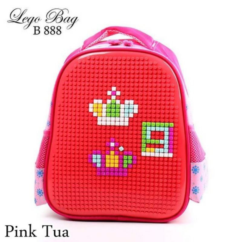 Tas Sekolah Anak TK Model Lego Ransel TK Playgroup Backpack Anak Perempuan dan Laki - Laki Free Pixel Lego