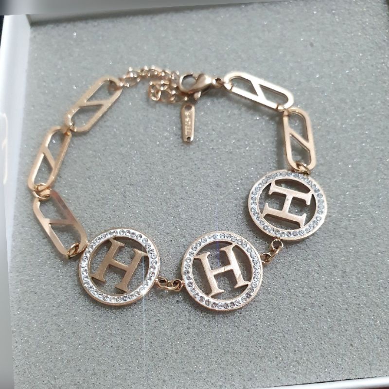 Gelang Titanium Stainless steel asli Rosegold Premium Quality Anti karat anti alergi T-0192