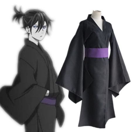 YUKATA KIMONO HITAM NORAGAMI BAHAN DRILL