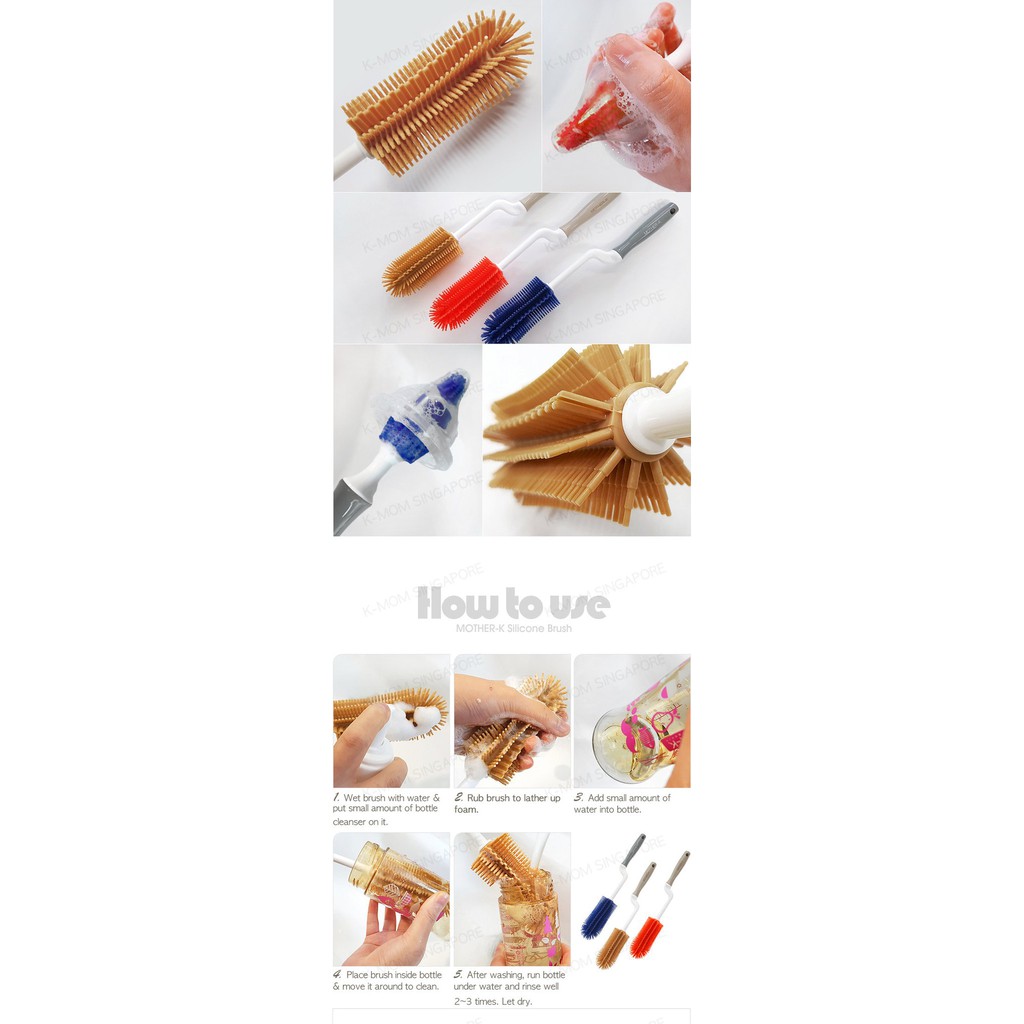 Mother-K Silicone Brush 2 Kinds of Set (Sikat Botol)