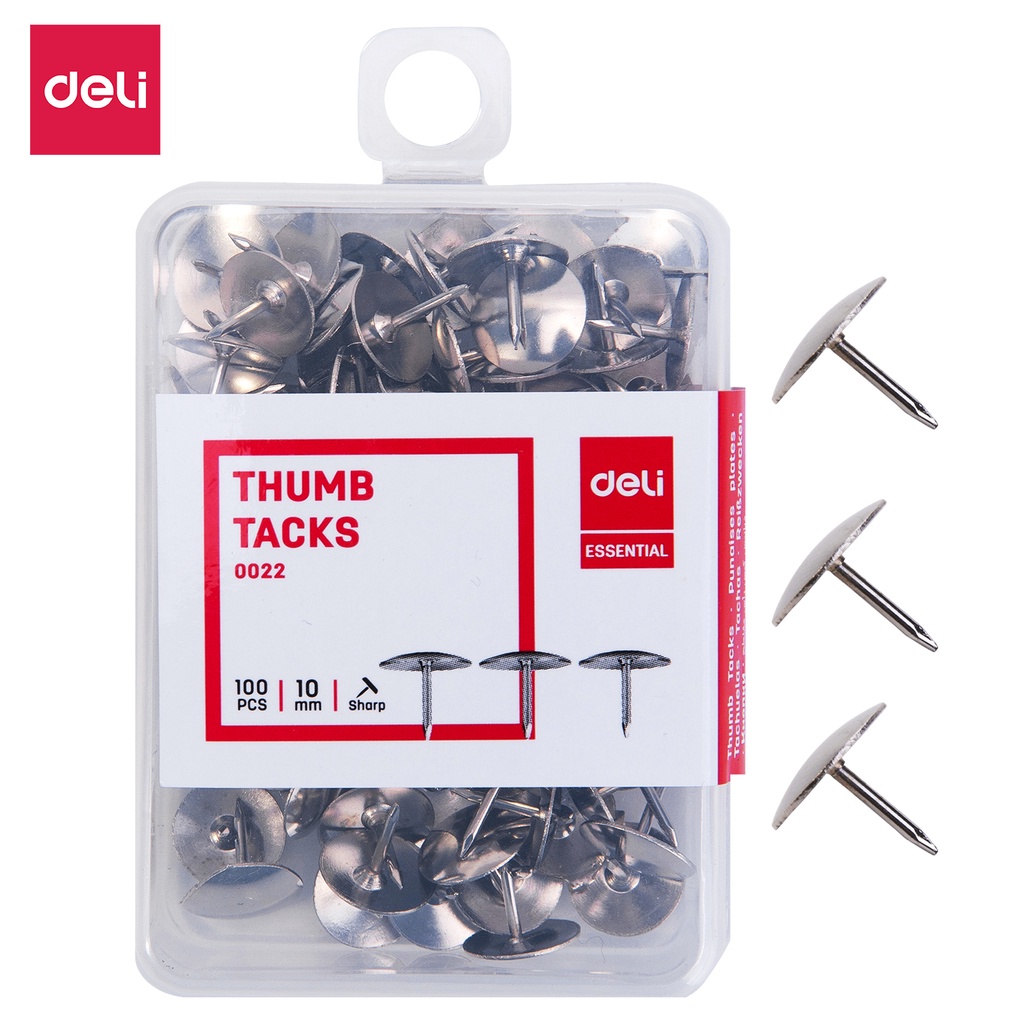 HAPPY TIME DELI PAKU PAYUNG THUMB TACKS E0022 10mm (100 PCS/BOX) PUSH PIN JARUM TEKAN PERLENGKAPAN ALAT TULIS KANTOR SEKOLAH KULIAH