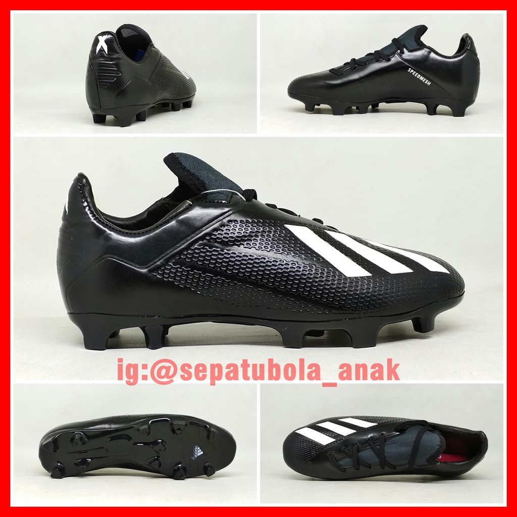 Sepatu Sepak Bola Anak Adidas X 18+ Hitam List Putih Kids
