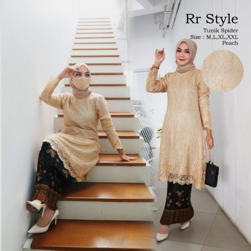 M.C> Realpict SET KEBAYA TUNIK SPIDER - SETELAN KEBAYA MODERN - KEBAYA WISUDA - KEBAYA PESTA - FREE 