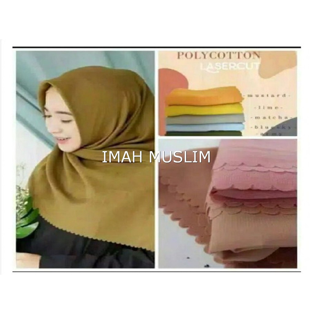 HIJAB SEGI EMPAT BELLA LASERCUT BELLA SQUARE POTTON LASERCUT POLLYCOTTON MURAH BISA COD