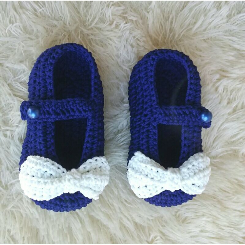 sepatu bayi cewek rajut hias pita cantik murah terbaru