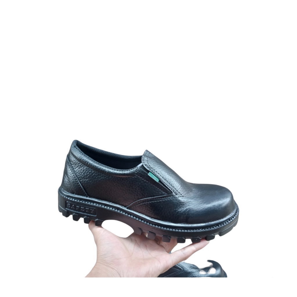 MODEL TERBARU  SAFETY BOOT PENDEK KULIT SEPATU Sepatu Pria Pendek (HITAM)