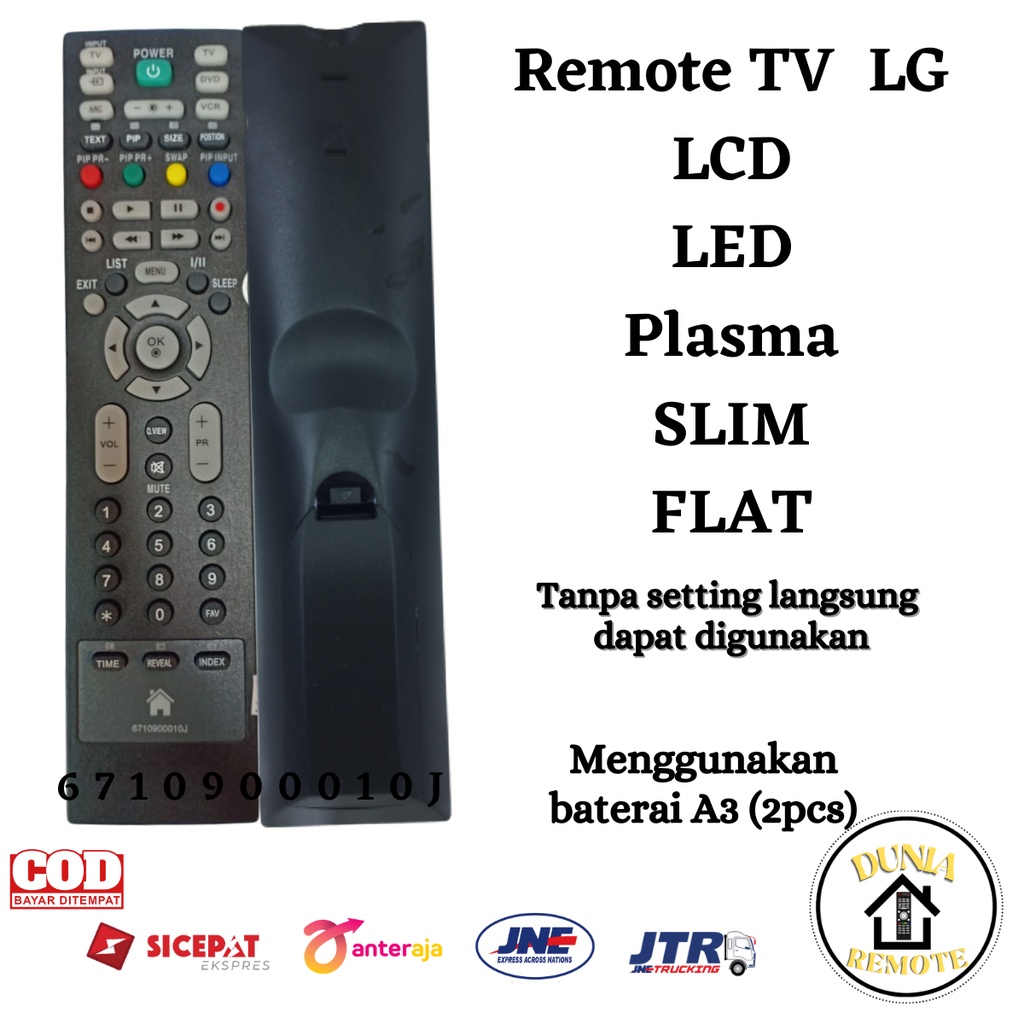 Remot Remote TV LG LCD LED Plasma SLIM FLAT Type 6710900010J tanpa setting