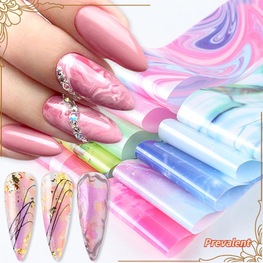 10pcs Stiker Kuku Holografik Warna Pink Hijau Untuk Manicure