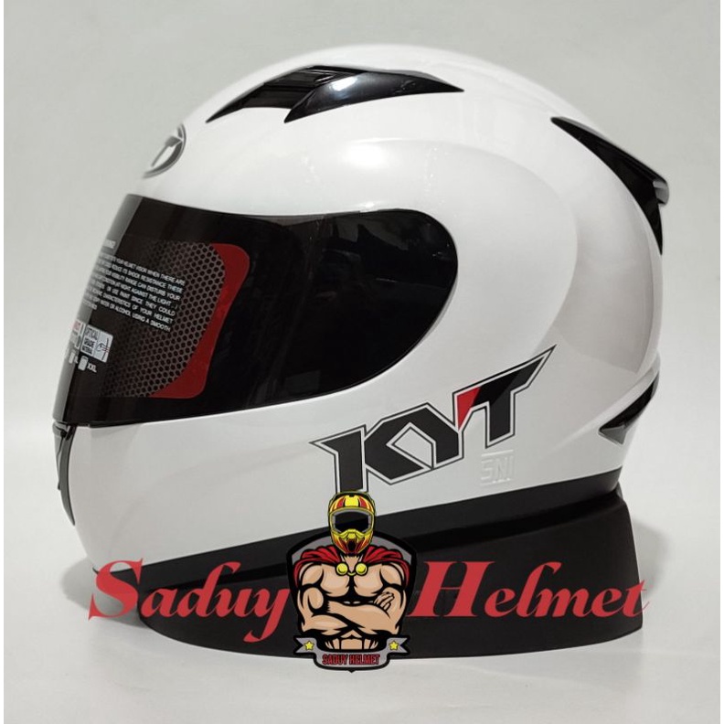 HELM KYT R10 SOLID HITAM DOP - BLACK DOP PAKET GANTENG-Putih Standar
