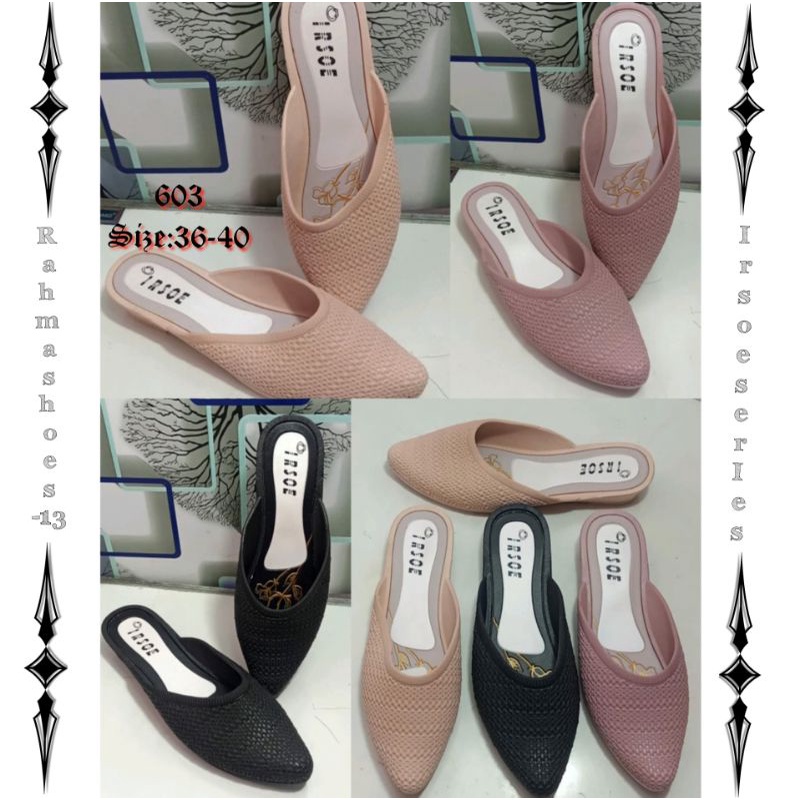 SANDAL WANITA SLOP KOKOP WEDGES IRSOE KONDANGAN UJUNG LANCIP RUNCING RINGAN KARET JELLY IRSOE 603 SI