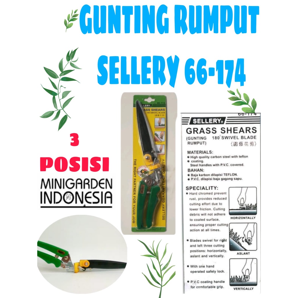 GUNTING RUMPUT 3 POSISI SELLERY 66-174 GUNTING TAMAN PUTAR 180 DERAJAT