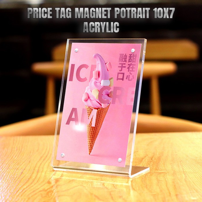 Stand Brochure Magnet Acrylic / Holder Brosur Akrilik / Price Tag 10x7