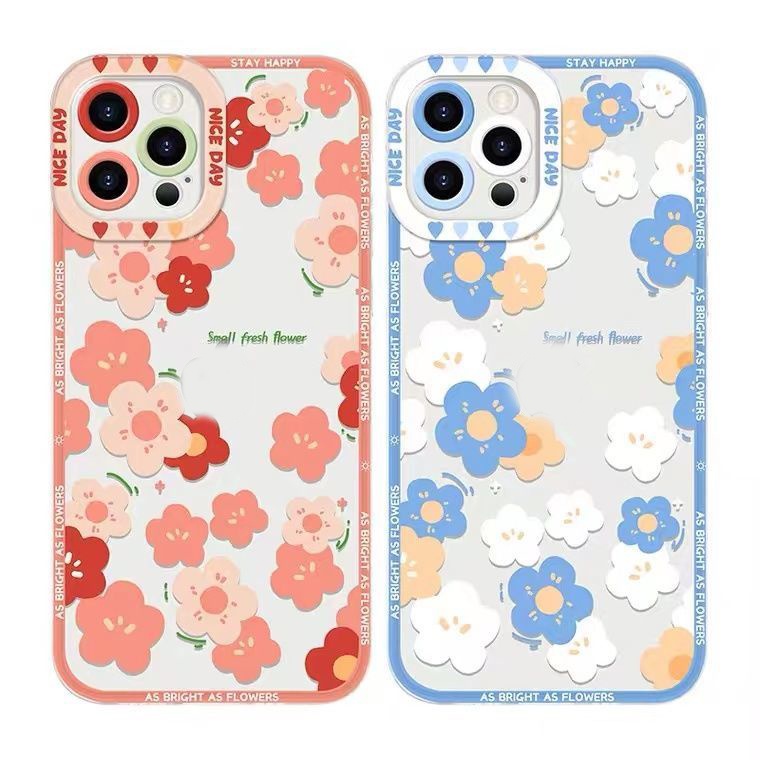 Soft Case Transparan Motif Bunga Untuk IPhone 13pro 12promaxSE2 2020 11 Pro MAX 6S 7 8plus XS XR