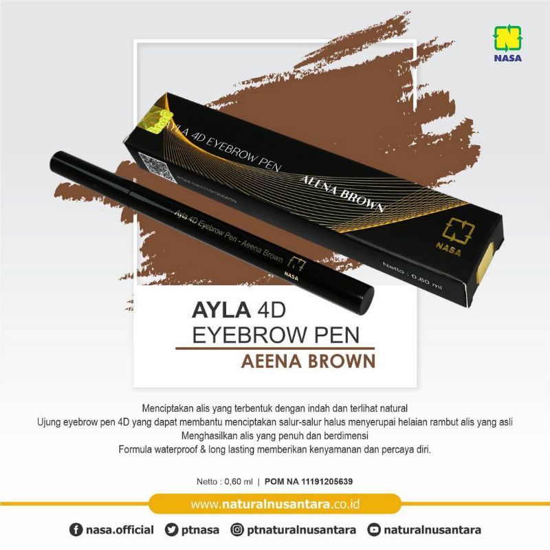 AYLA EYEBROW PEN AEENA BROWN ORIGINAL NASA / PENSIL ALIS NASA COKLAT / EYEBROW NASA / AEENA