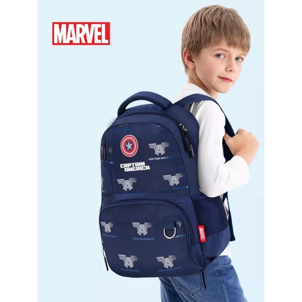 Disney Marvel Tas Sekolah untuk Anak Laki-laki Spider Iron Man Captain America Sudent Ransel Bahu Kapasitas Besar Tahan Air Mochila