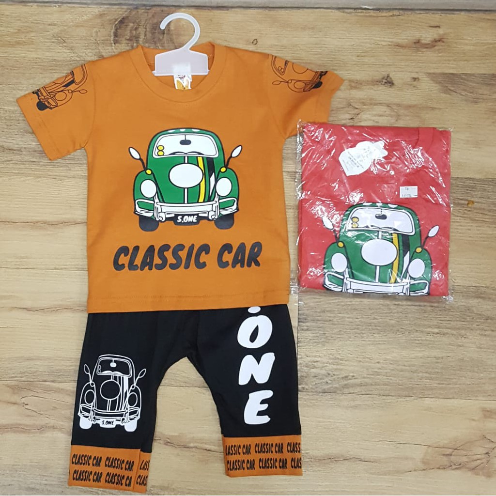 Step one Setelan Pendek Anak cowo Classic Car jso186 M-L