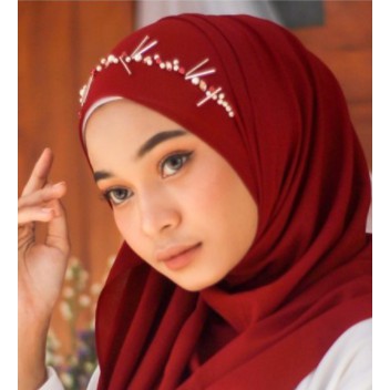 Jilbab Pashmina Tali Payet Mutiara Bunga 75 x 180 Cm