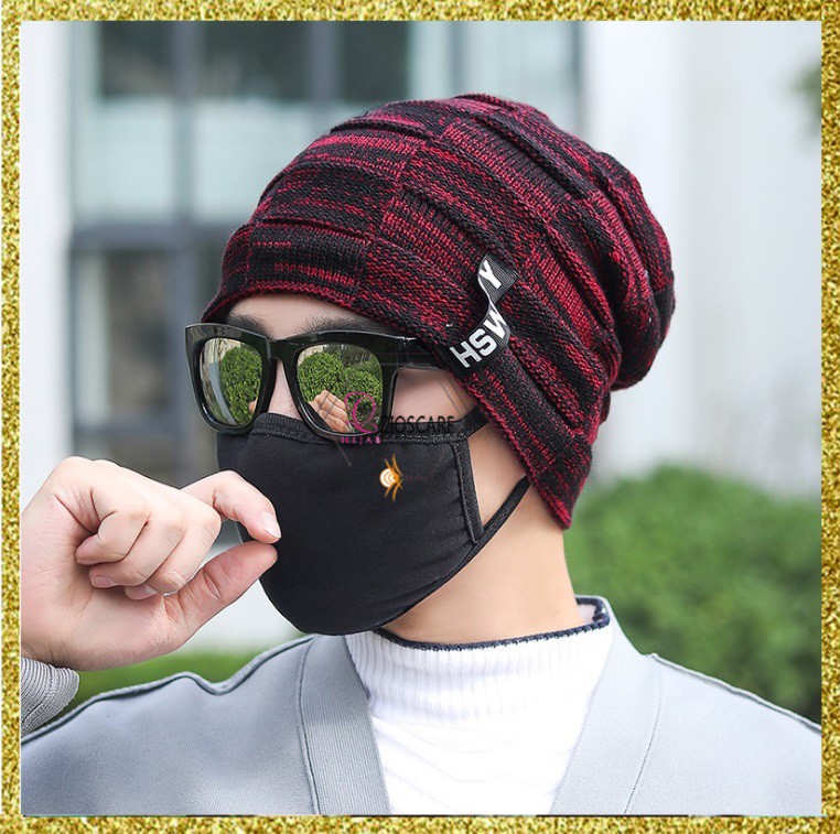 HSWBOY KPE Topi Kupluk Beanie Dewasa Knitted Hat Bahan Rajut Bulu Tebal Topi Gunung