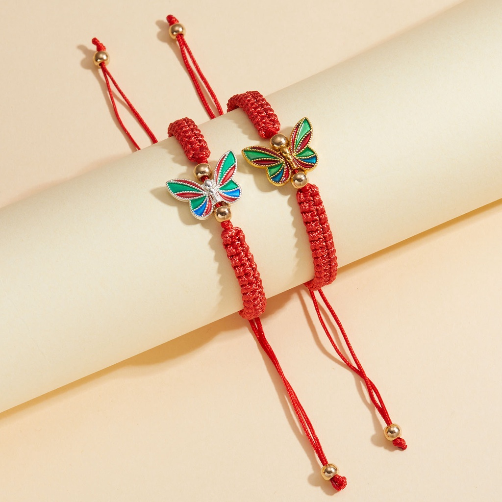 Hand-woven Red Rope Butterfly Adjustable Man and Woman Lucky Bracelets for Couples Braid Jewelry