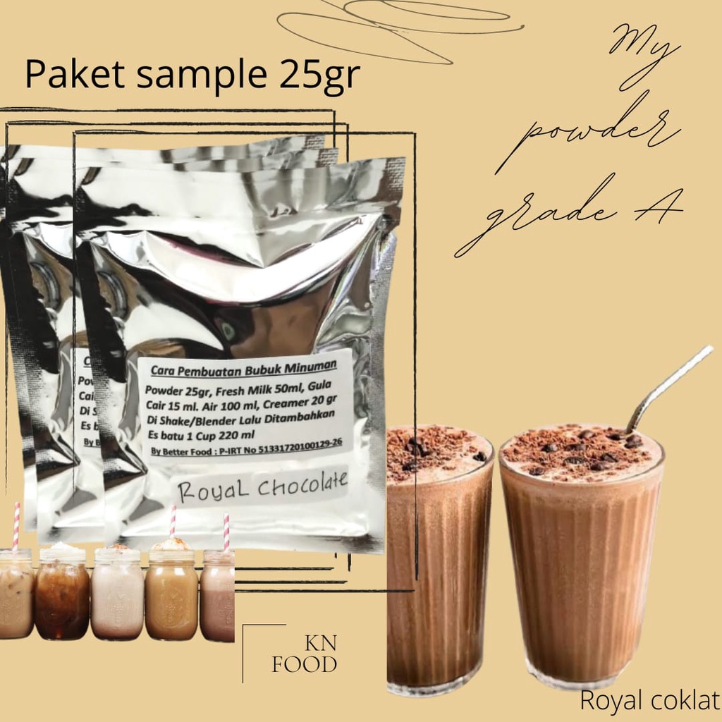 

Paket Sampel 25 Gram My Powder Grade A Rasa Royal Chocolate