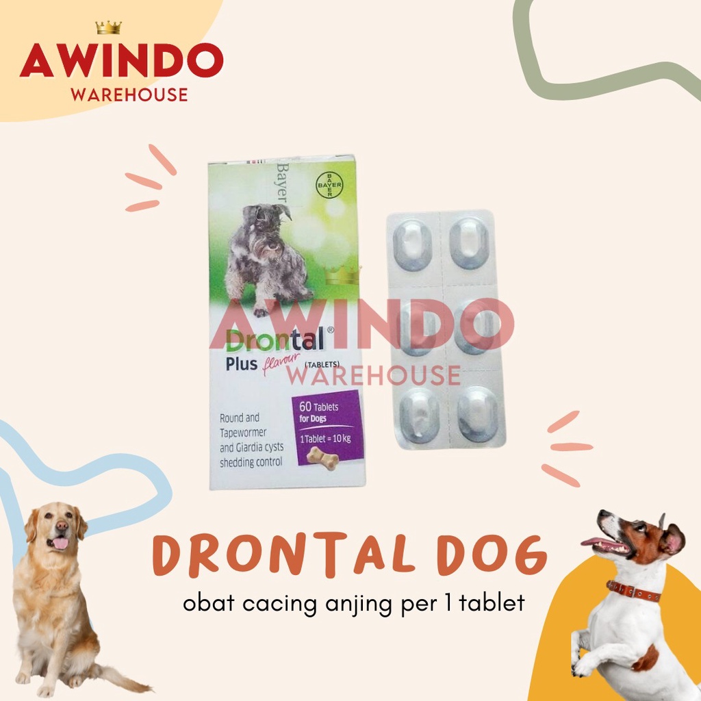 DRONTAL DOG PLUS FLAVOUR - Obat Cacing Hewan Anjing Puppy Dog 1 Tablet