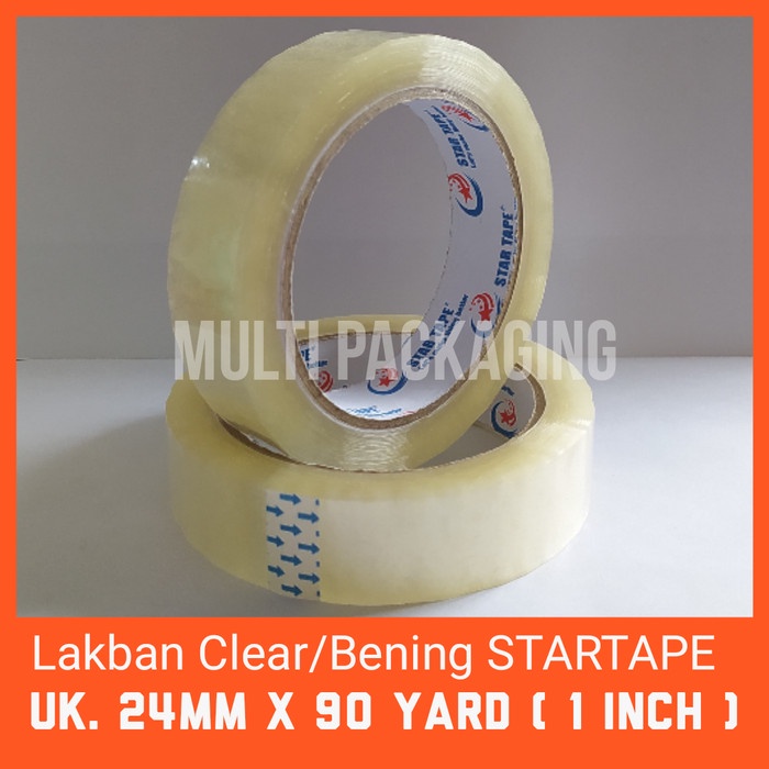 

perekat-pengikat- lakban bening star tape uk 1 inch x 90 yard x 45 micron - clear / bening