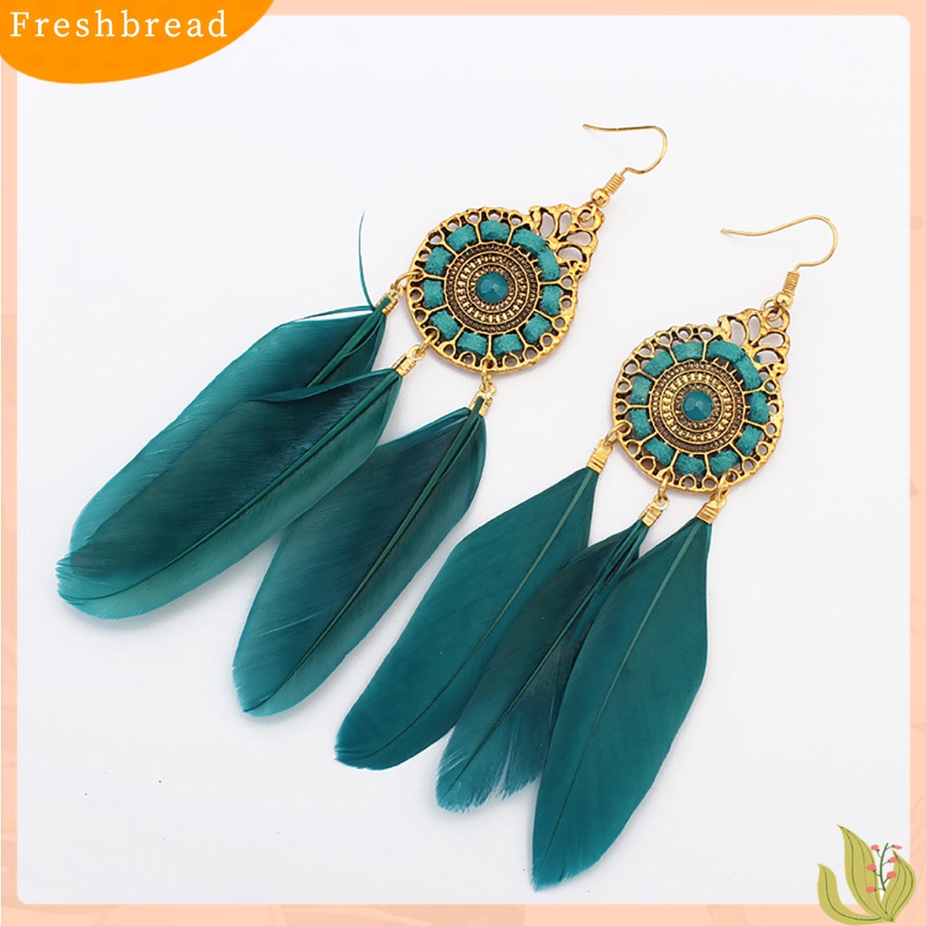 [TERLARIS]Earring Elegant Delicate Vintage Feather Eardrop for Dressing Room