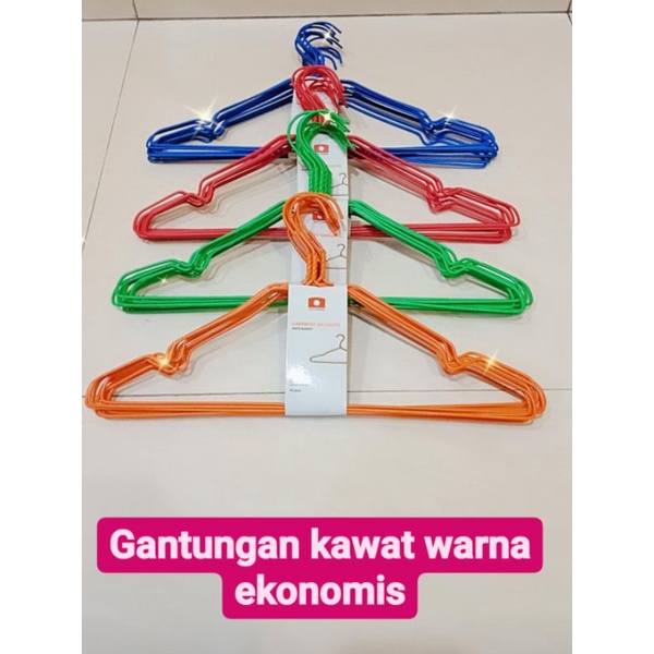 10pcs Hanger Gantungan baju coating warna ANTI KARAT -  INDOKURNIA EKONOMIS