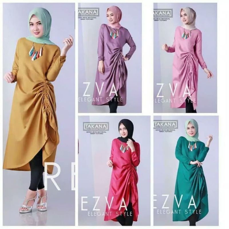 Rwzva tunik atasan wanita fashion muslim