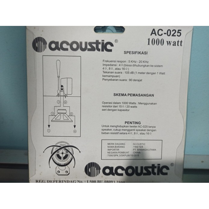 TWEETER MOBIL TOP PRODUK ACOUSTIC 1000w SPIDER