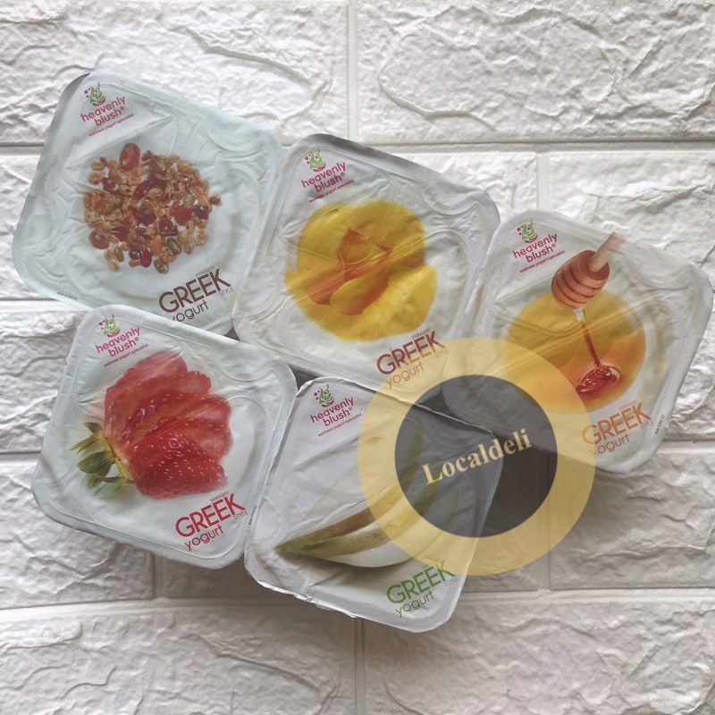 HEAVENLY BLUSH GREEK CUP YOGHURT/ YOGURT SET GRANOLA, HONEY, STRAWBERRY, PEACH, PEAR, APPLE