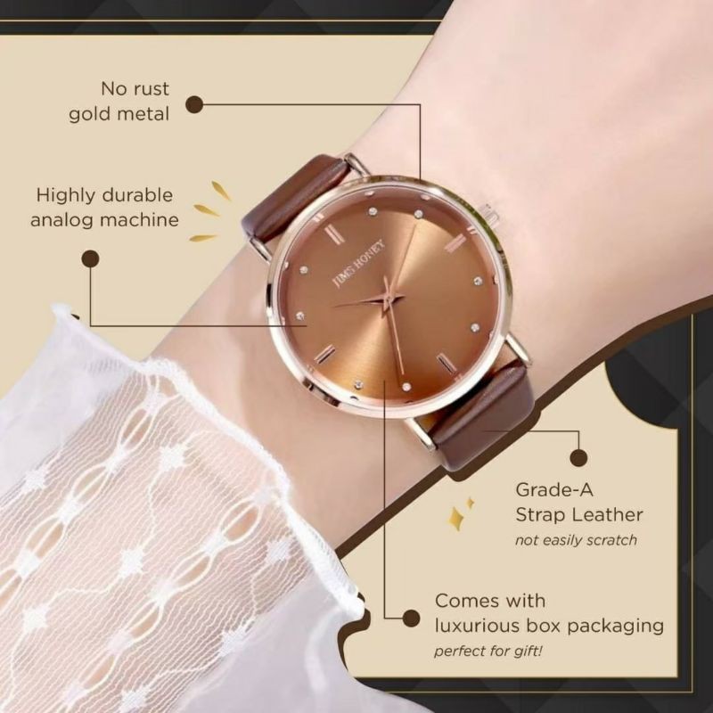 JAM TANGAN WANITA JIMS HONEY 8123 ORI QUARTZ WATCH ANTI AIR JIMSHONEY IMPORT FASHION CEWEK KOREA