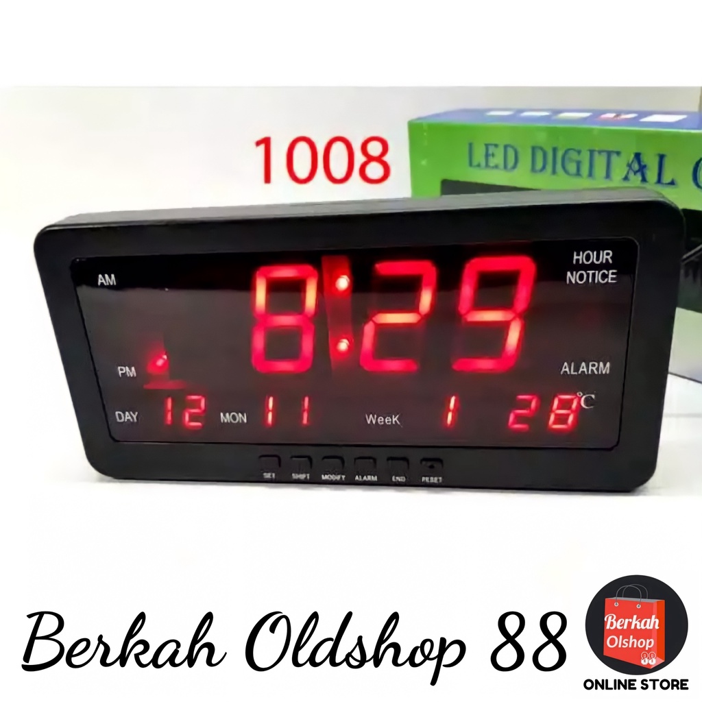 Berkah Oldshop 88 - Jam Meja LED Digital 1008 Merah / Jam Dinding LED Digital Clock