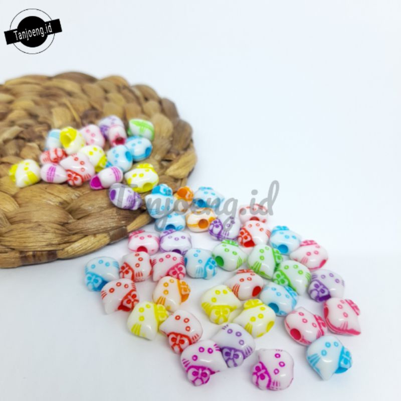 (50 pcs) Manik Kapur Hello Kitty Mote Kapur Akrilik Bahan Meronce Manik Warna Warni