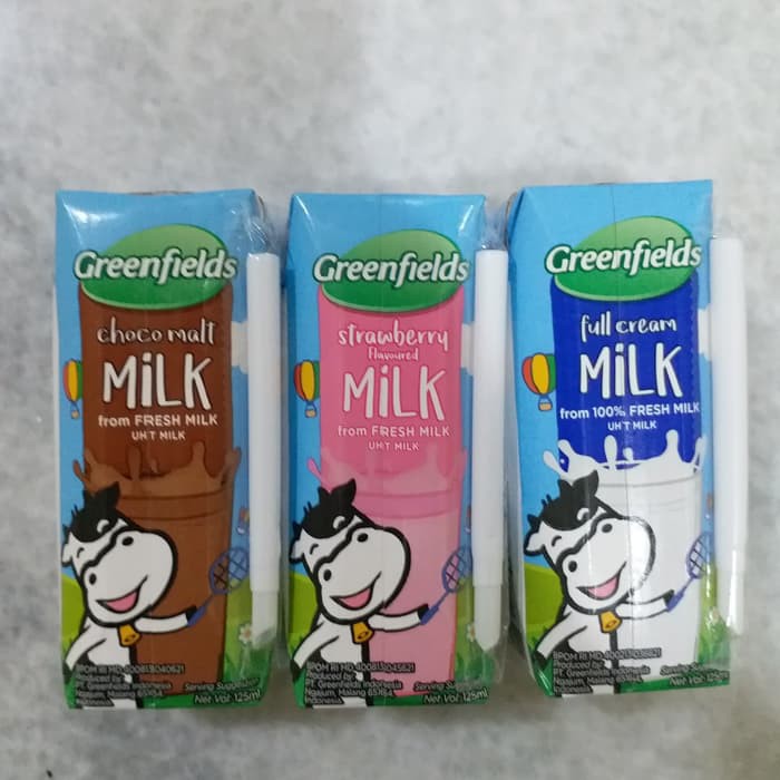 

Susu Greenfields uht 125 ml EXP 2020 1carton 40pcs full cream coklat strawberry / Greenfields Uht