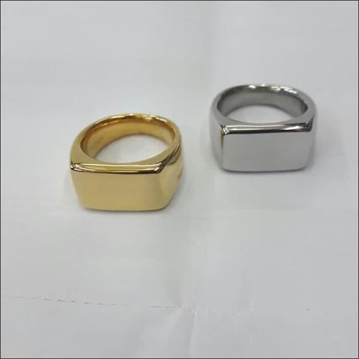 CINCIN TITANIUM RING SILVER MAN FASHION SIGNET RING CINCIN TENGKORAK - EMAS, 8