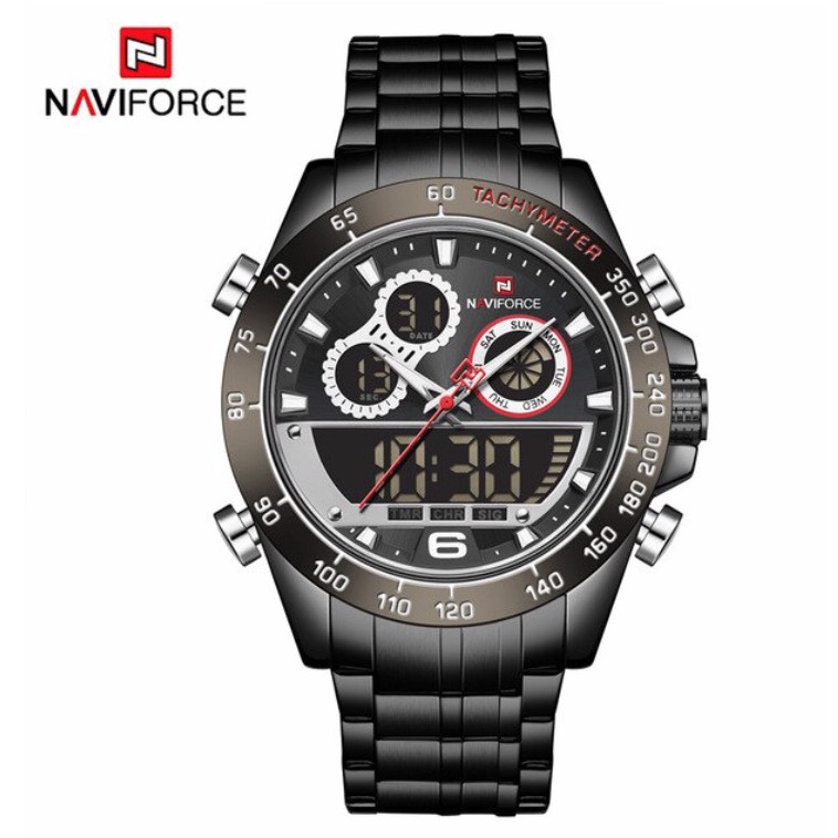 Jam Tangan Pria NAVIFORCE 9188 Analog Digital Premium Stainless Steel Water Resistant