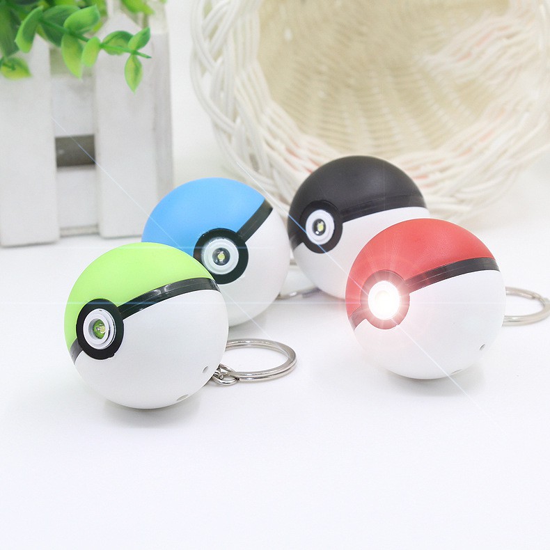 Gantungan Kunci Bentuk Pokeball Pokemon Pikachu Dengan Lampu LED + Suara