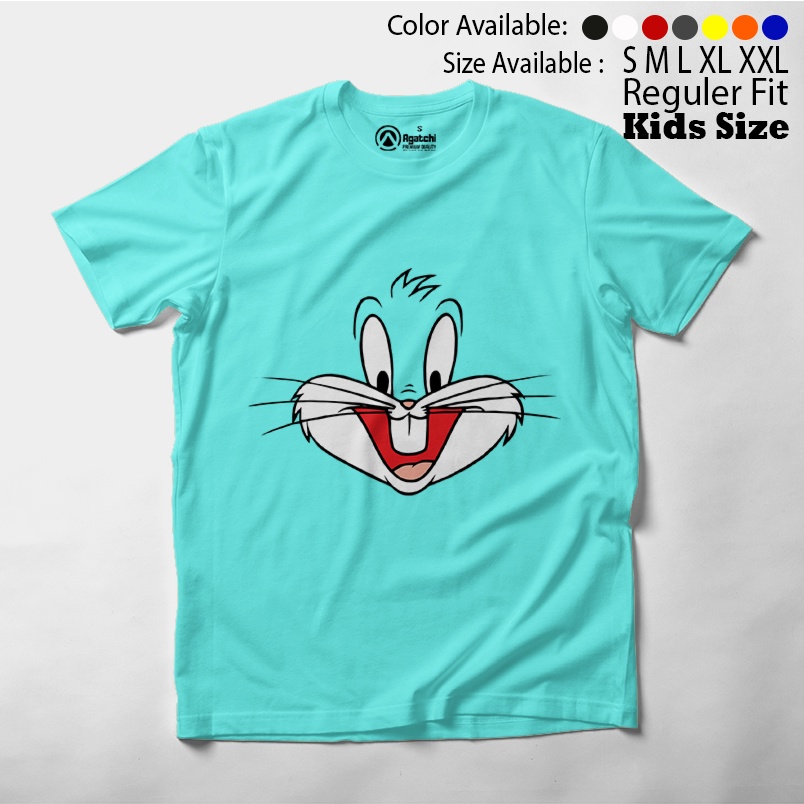 Baju Kaos Atasan Anak Laki-laki Perempuan Motif Wajah Bugs Bunny Face