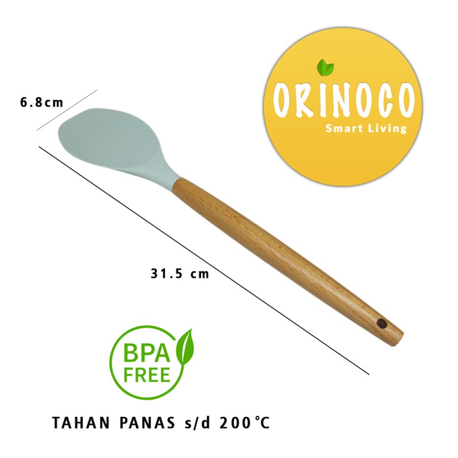 Alat Masak Silicone Or-203 Gagang Kayu Tahan Panas Warna Tosca-7