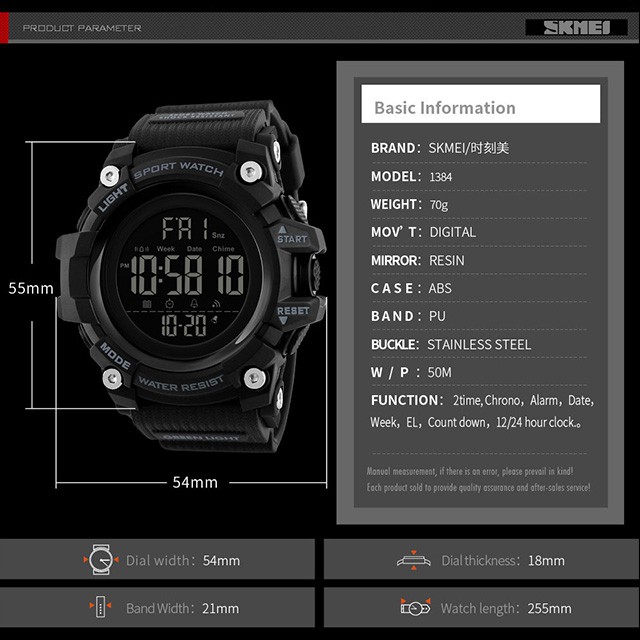 SKMEI 1384 ORIGINAL Jam Tangan Pria  SKMEI Digital LED