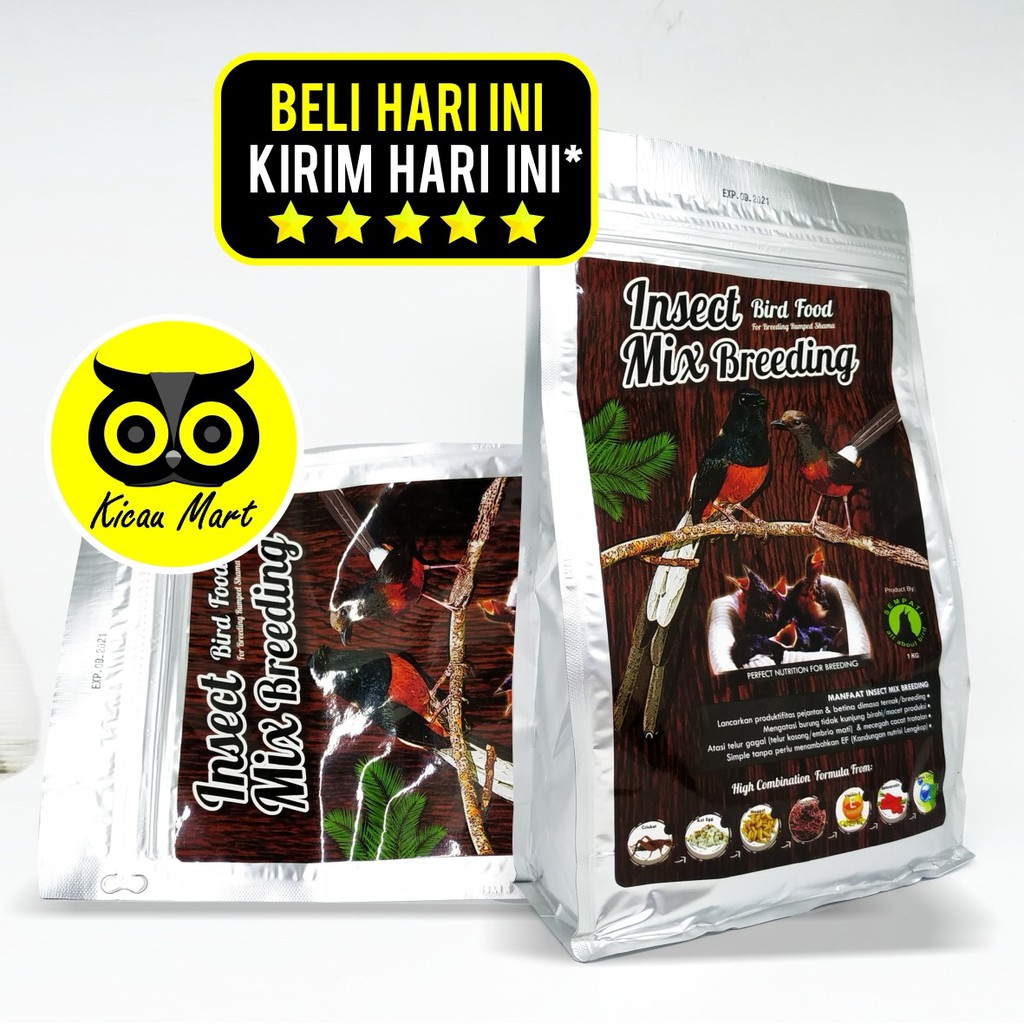 PAKAN MAKANAN KHUSUS TERNAK BURUNG MURAI BATU VOER PUR INSECT MIX BREEDING SEMPATI 1 KG MIXBREED