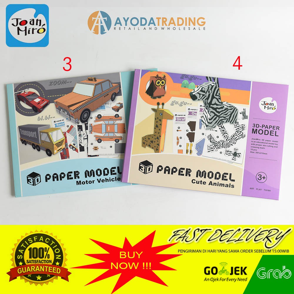 Joan Miro 3D Paper Model Paper Craft Mainan Edukasi Kertas Lipat