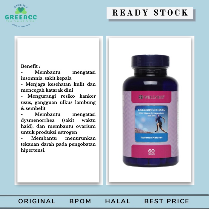 Wellness Calcium Citrate 60 Tabs