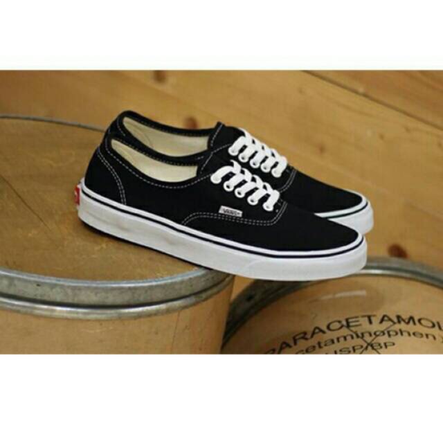 [ READY ] SEPATU VAN'S AUTHENTIC LIST HITAM ( NEW ) BLACK / WHITE