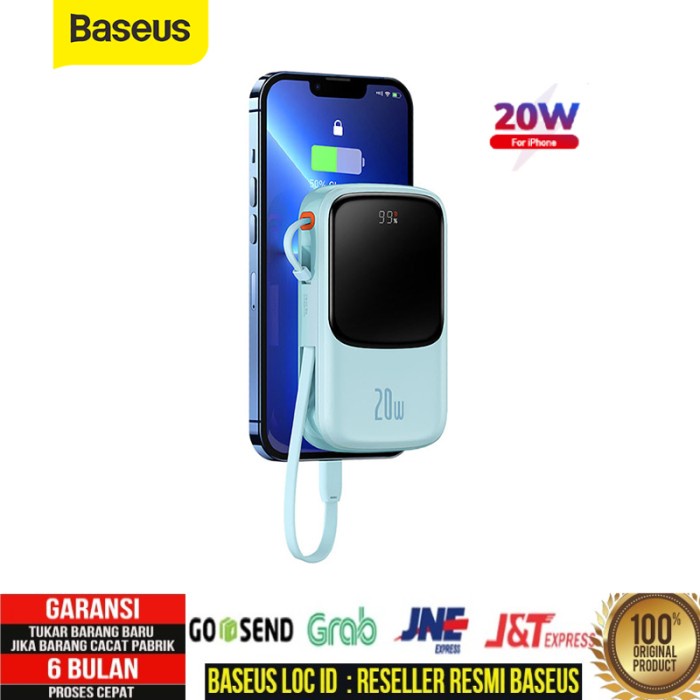 Baseus Power Bank 20W Display Fast Charging Built in Cable Iphone