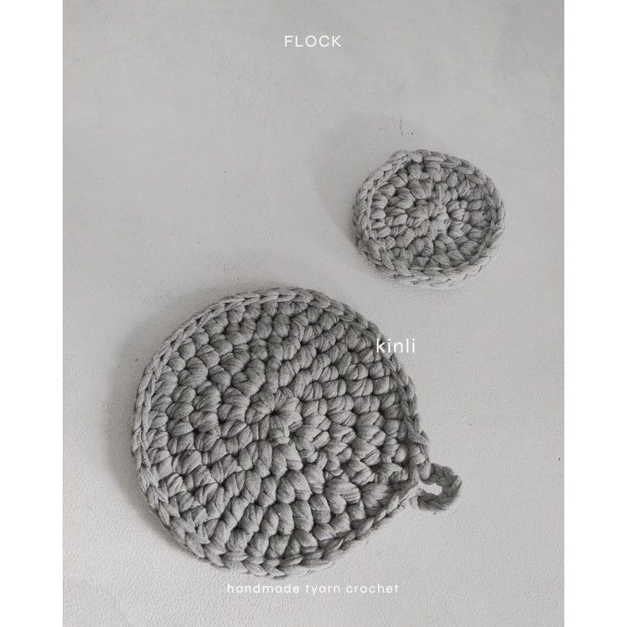 flock handmade pan plate glass coaster trivet crochet tatakan gelas - pan coaster