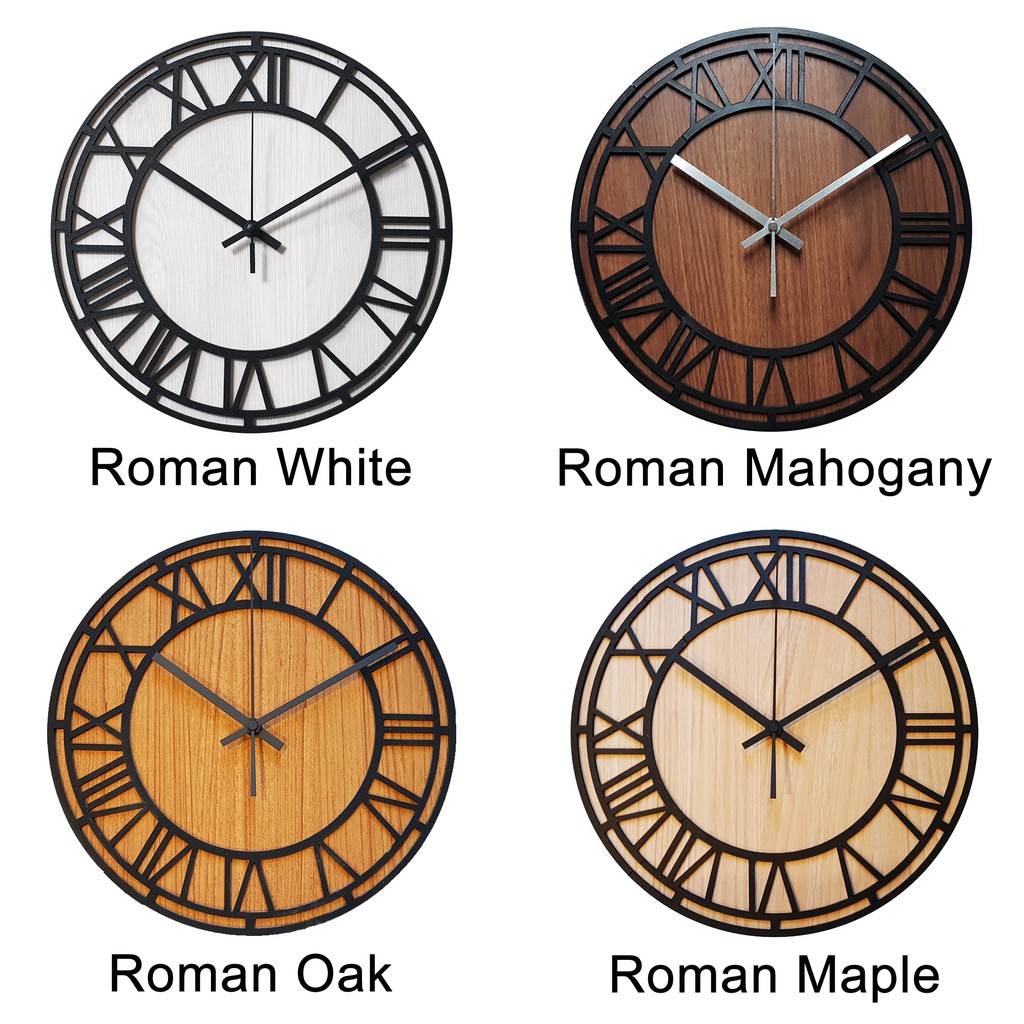 Jam Dinding Roman Wall Clock Mesin Sweep Movementr