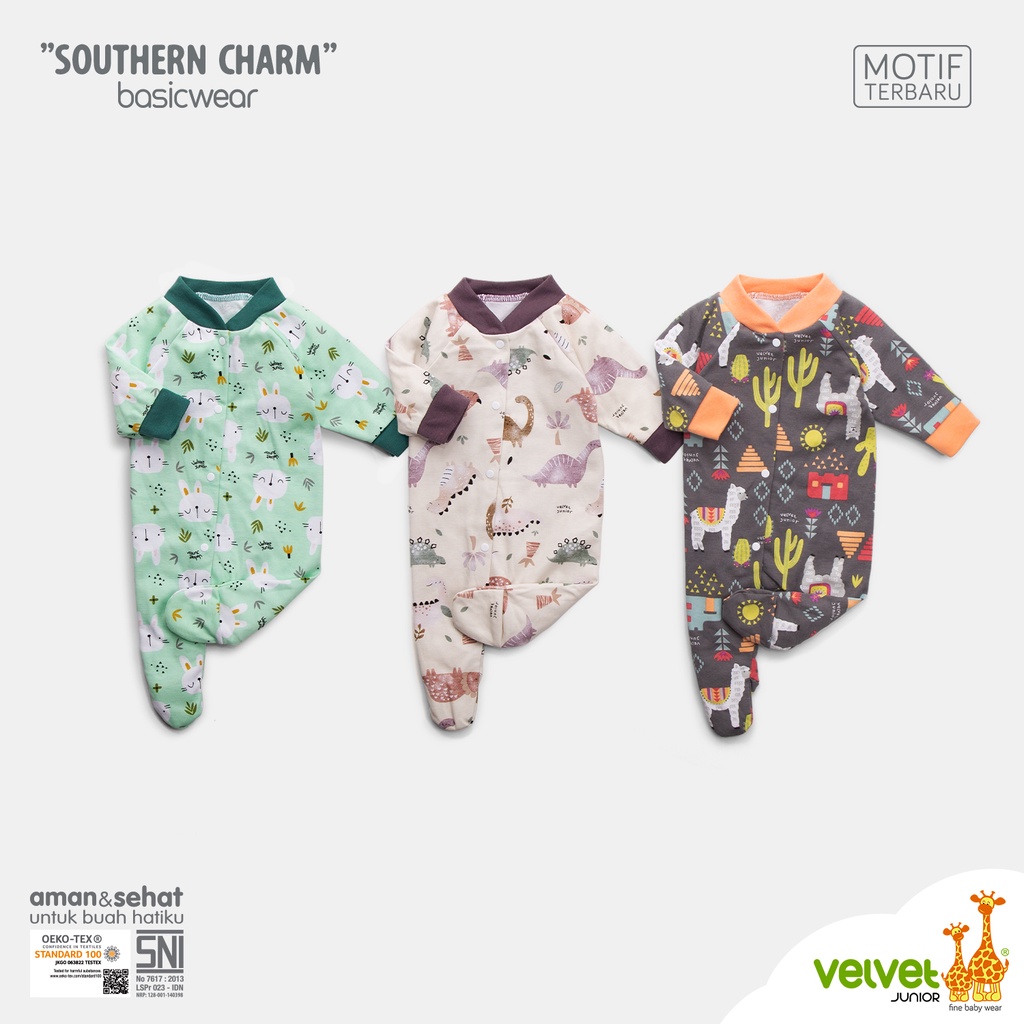 Velvet Junior Jumper panjang(buka kaki/tutup kaki) 3pcs