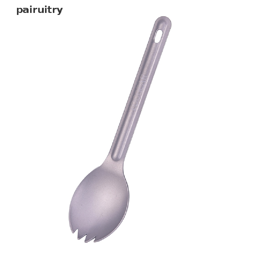 Prt Sendok Garpu Spork Bahan Titanium Dengan Gagang Panjang Untuk Outdoor PRT